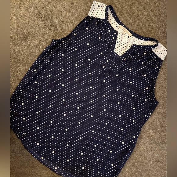41 Hawthorn Navy Polka Dot Sleeveless Blouse Medium - Picture 3 of 5